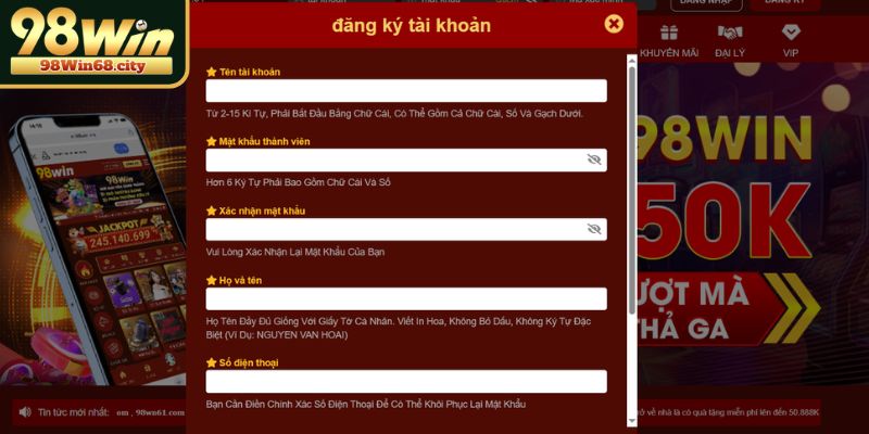 Đăng Ký 98Win Chuẩn, An Toàn Và Hiệu Quả Nhất 2026