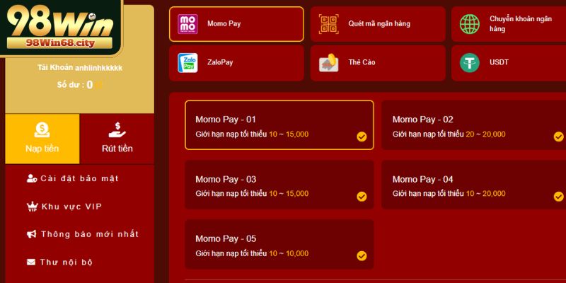Nạp Tiền 98Win Nhanh Chóng, Tiện Dụng Và An Toàn Nhất 2026