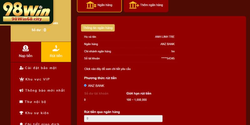 Rút Tiền 98Win Với Quy Trình Siêu Tốc, An Toàn Và Tiện Lợi